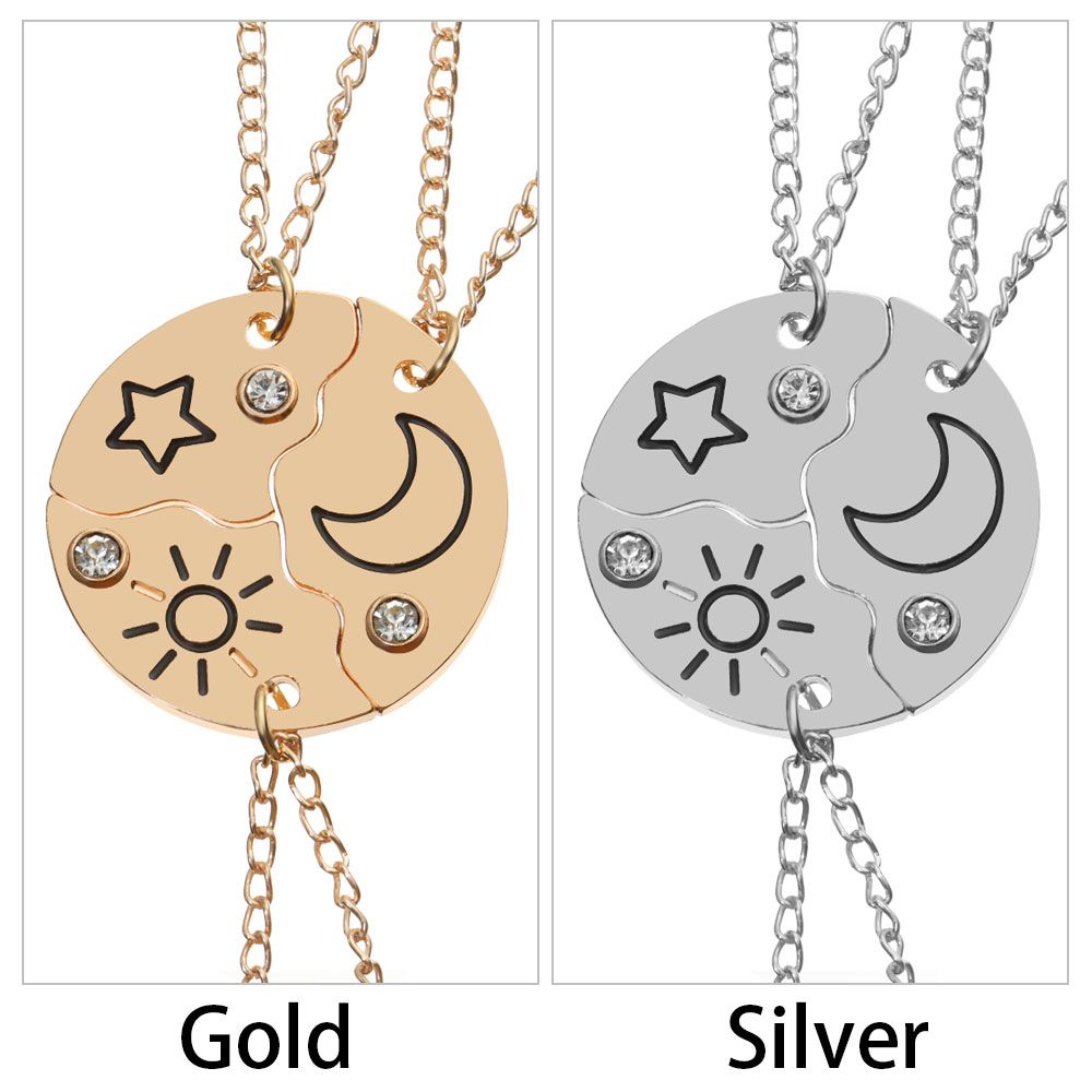 Ювелирные изделия, инкрустированные горным хрусталем, солнцем, луной, облаком, звездой, ожерелье дружбы, лучший друг, лучший друг, кулон BFF