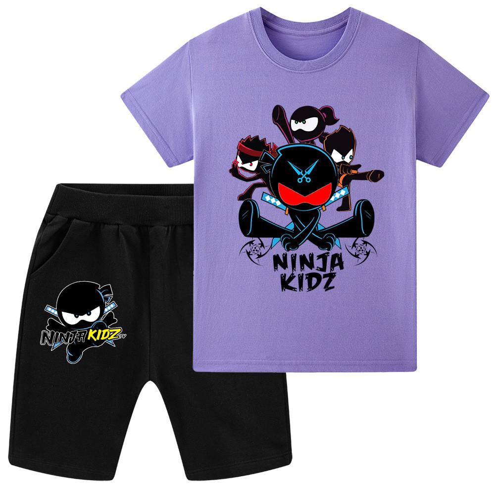 WA1170 Детские Девочки Мальчики NINJA KIDZ Аниме Принт Футболка с коротким рукавом Брюки Комплекты