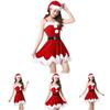 Женский рождественский костюм Red Velvet с мягким платьем и шляпой Санта-Клауса