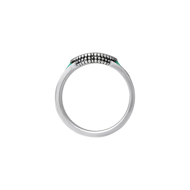 Gucci Кольцо Серия Double G Соединяющиеся Double G Серебряные украшения Блестящее Серебро 925 Пробы Сапфирово-зеленый/Серебряный 11
