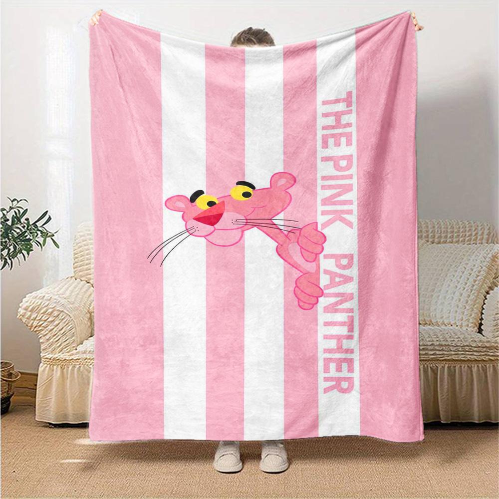 The Pink Panther Print Flannel Blanket High Quality Warm Comfortable Cover for All Seasons Perfect for Gifts Home Decor