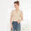 Simple and versatile patchwork lace doll collar shirt for women's summer style, with bubble sleeves for slimming effect