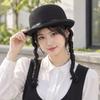 Black Color Braided Top Hat Dress Up Bowler Hat Classical Round Dress Hat  Unisex Adult