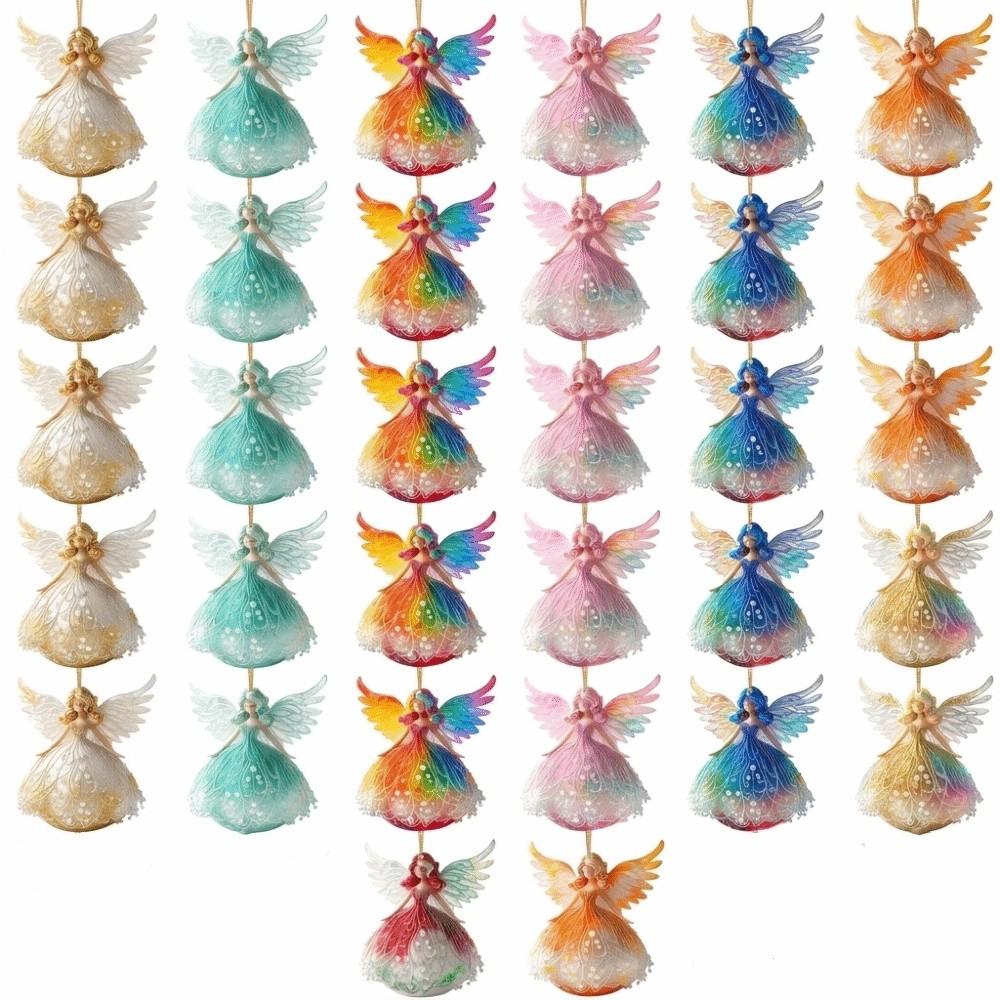 2D Flat Christmas Hanging Ornaments Exquisite Xmas Tree Decorations Vintage Angel Pendants Office