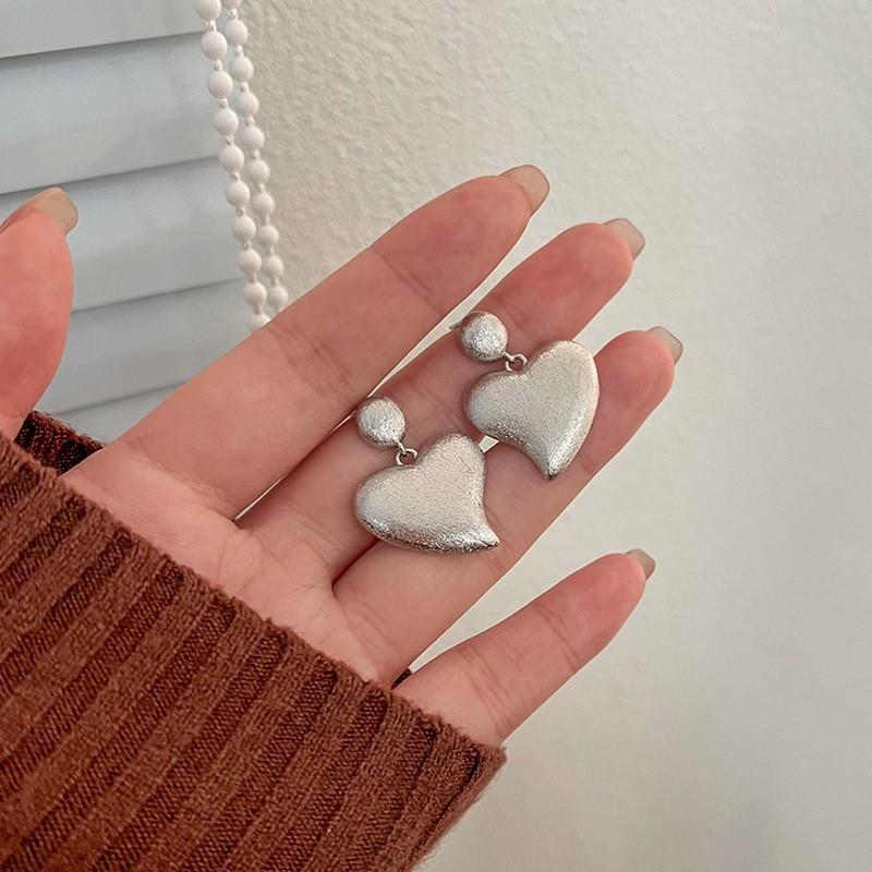 ANENJERY Матовые серьги с сердцем любви для женщин, модные простые ювелирные аксессуары