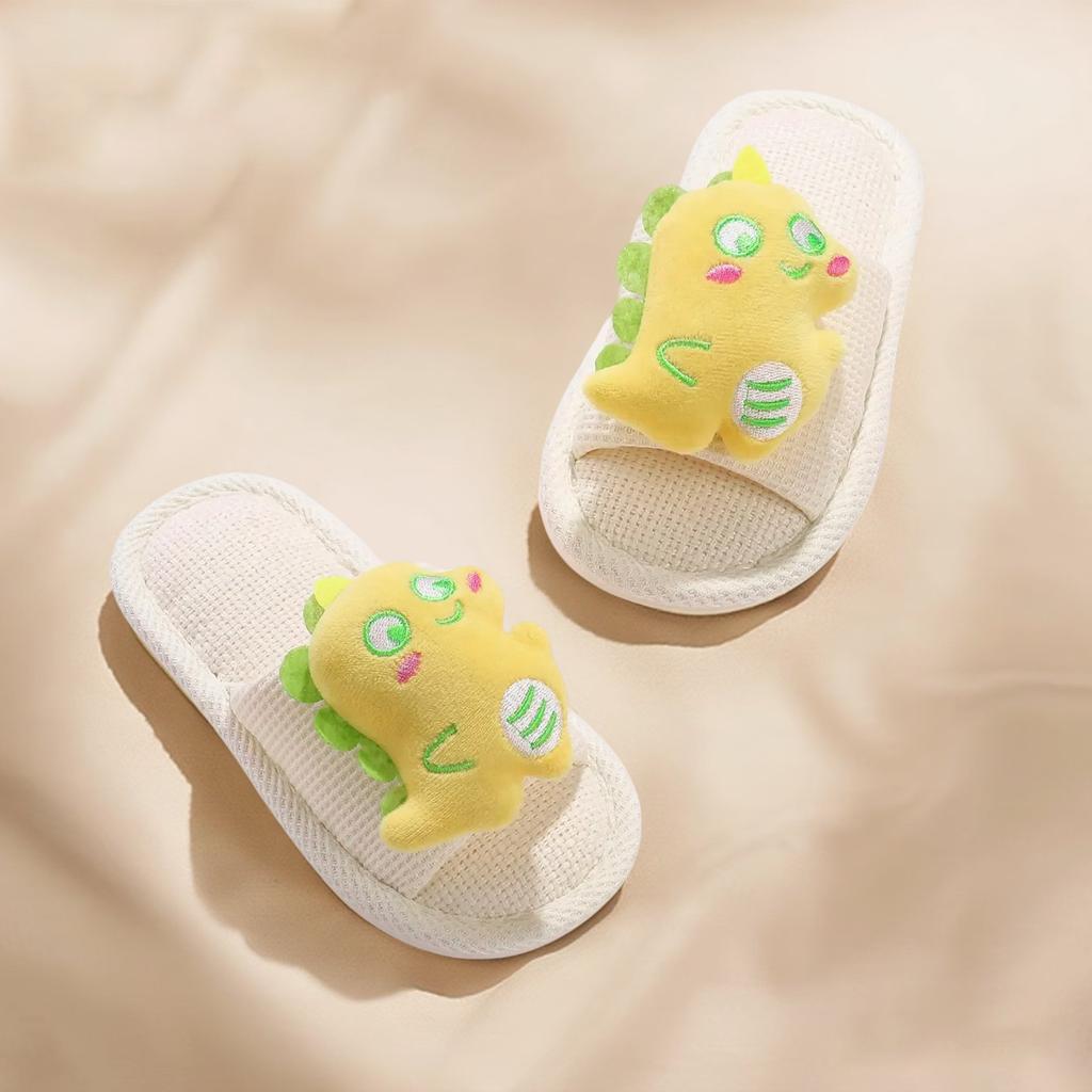 Spring and Autumn New Children's Cartoon Panda Linen Slippers Middle and Older Children's Indoor Home Non-slip and Not Cold Foot Parent-Child Slippers
