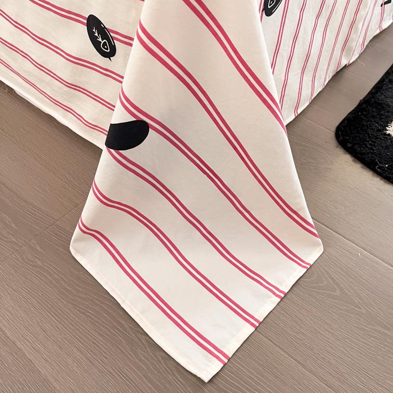 Постельное белье в розовую полоску, вышивка полотенцем, комплект пододеяльника, размер Квин, Твин, Фулл, простыня, пододеяльник, наволочки, каваий