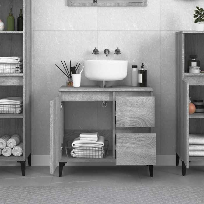 VidaXL Bathroom Cabinet Sonoma Grey 65x33x60 Cm Engineered Wood 819834