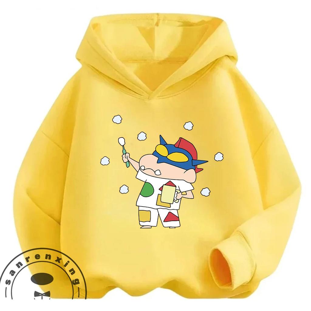 Autumn Winter Warm Hoodie Cute Cartoon Print Casual Outdoor Street Fashion Kids Wear Crayon Shin Chan 3 14
