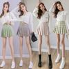 2025 New High-Waist Green Plaid Pleated A-Line Skirt for Students - Summer To Winter Korean Style