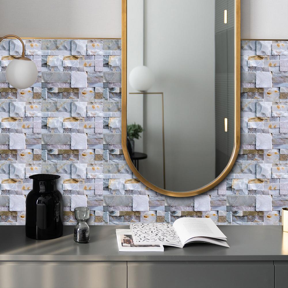 10 шт., наклейка на цементную, кирпичную, мраморную плитку, кухонный фартук, маслостойкая ванная комната, умывальник, пилинг и палка, водонепроницаемые художественные наклейки на стены