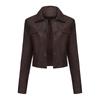 Spring and Autumn Women's New Thin Leather Jacket with Multiple Pockets Cardigan Casual Jacket Fashion Coat