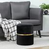 Velvet-Feel Storage Ottoman - Black
