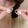 Versatile Camellia Tassel Earrings Light Luxury Fashion Versatile Advanced Earrings