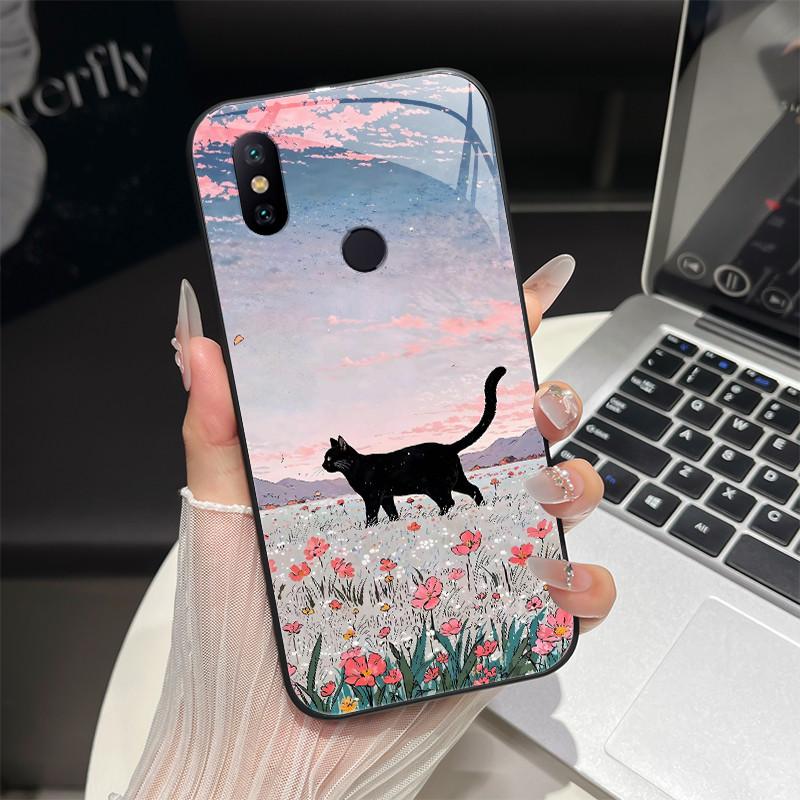 Чехол для телефона Xiaomi Mi A2 / Mi A2 Lite Модный фэнтезийный дизайн Закаленное стекло Бампер для MiA2 Lite Полная защита Задние крышки