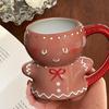 280ml Gingerbread Man Christmas Mug 3D Gingerbread Man Ceramic Cup Milk Coffee Water Cup KawaiiChristmas Mug