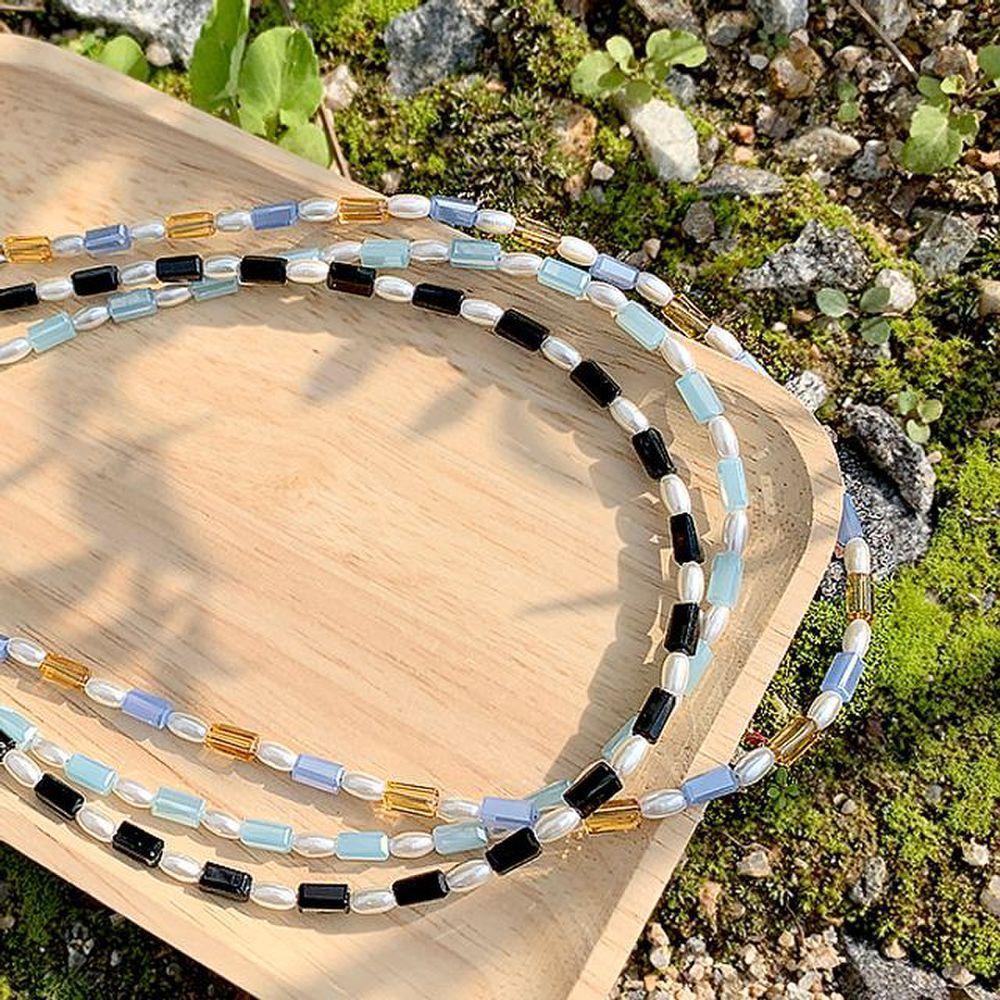 (Handmade) Carved Bead and Pearl Necklace