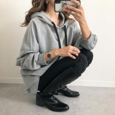 Женские осенние худи-пуловеры с высоким воротником и вставками, с длинным рукавом, круглым вырезом и леопардовым принтом