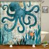 Octopus Seas Shower Curtains Bath Curtain 180*180cm Waterproof Bathroom Home Decor Washable Fabric Bathroom Screen With 12 Hooks