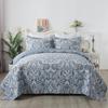 Cotton King Size Quilt Set, Lightweight Gray Comforter Coverlet, Reversible All-Season Bedding