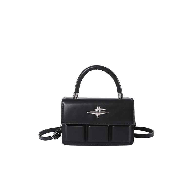 Stylish Black Pu Mini Handbag For Women With Lock Closure And Casual Design