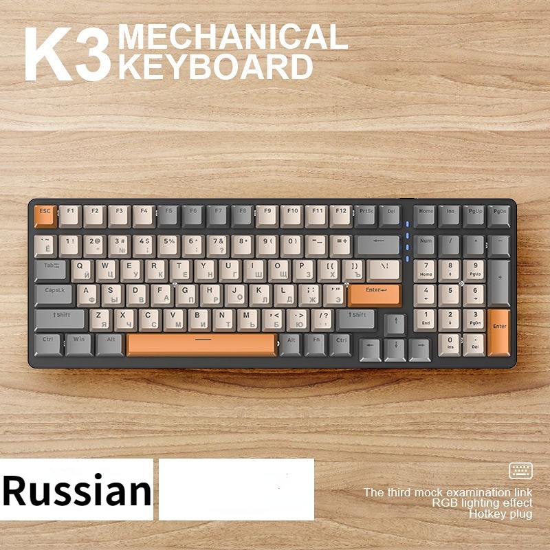 Механическая клавиатура K3, 100 клавиш, игровые клавиатуры для геймеров, игровые клавиатуры с RGB-подсветкой, проводные клавиатуры USB Type-C для настольных ПК