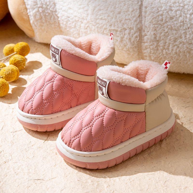 Детские хлопковые туфли зимние утолщенные ПУ кожаные водонепроницаемые домашние хлопковые тапочки противолыжные ботинки для мальчиков и девочек