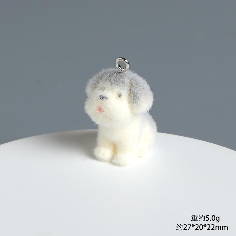 Милая flocking 3D фигурка собаки, статуэтка животного, брелок-подвеска для поделок, декор для дома и стола, кавайные идеи подарков