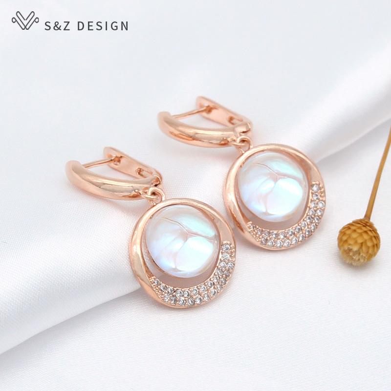 Trendy Elegant Cubic Zirconia Eardrop Colorful Round Crystal Drop Earrings For Women Girl Luxury Wedding Fashion Jewelry Gift Anti-allergy