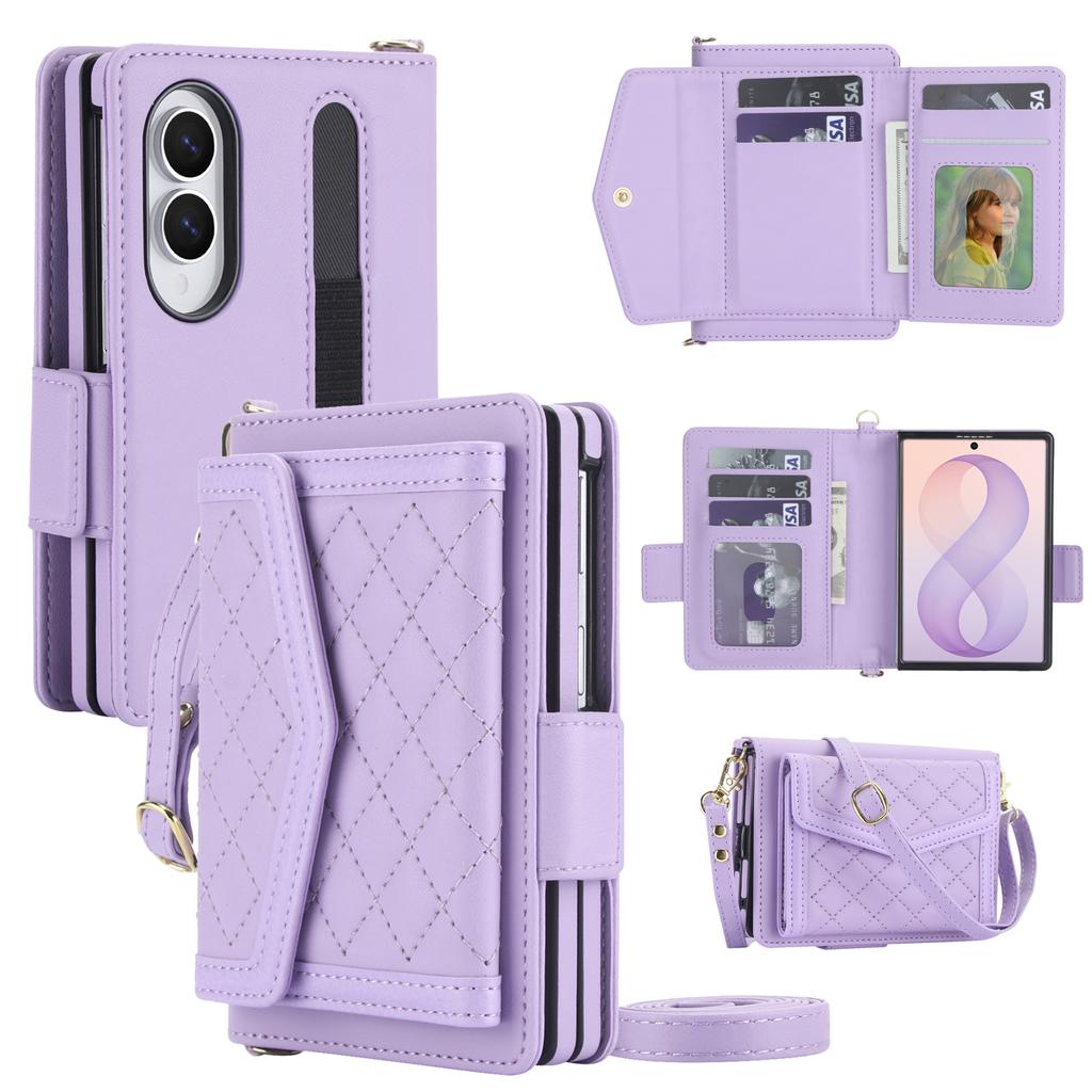 Crossbody Multi Cards Solt Wallet Flip Leather Case for Samsung Galaxy Z Fold8 Fold 8 Wide Pen Slots Shockproof Stand RFID Cover