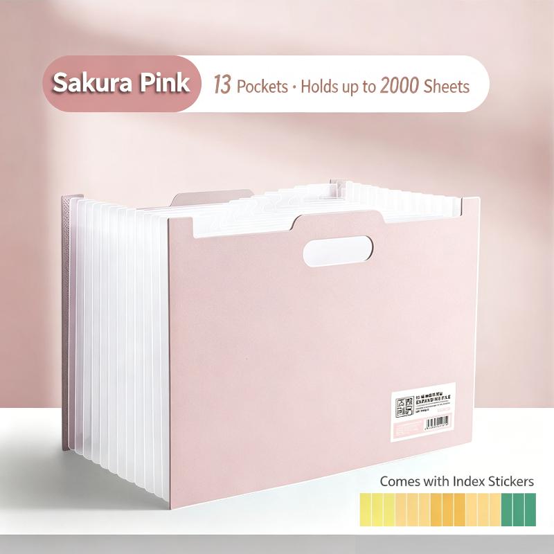A4 Accordion File Organizer 13 Pockets Expanding Folder with Label Pocket for Office Desk School Supplies Home Storage