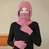 2Pcs/Set Women Hat Gloves Set Solid Color Plush Lining Knitting Beanie Hat with