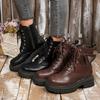 Women's Fashion Hundred Soft Elastic Comfortable Ankle Boots Shock Absorbing Anti-slip Casual Sports Lace-up Martin Boots