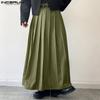 INCERUN Весенние унисекс шотландские килты плиссированные юбки с высокой талией длинная юбка
