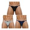 Arjen Kroos Cotton 3D Front Solid AK2011 XXL Men's T-Back Briefs, Underwear, Construction, Breathable, Closure, Color, B1-3 Pack, Black/Gray/Navy,