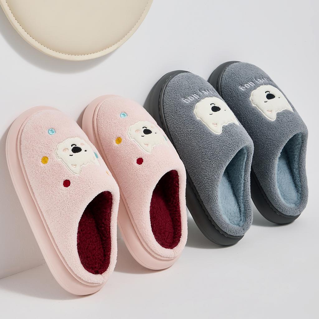 Winter Women Home Slippers Plush Warm Thick Bottom Slides Breathable Soft Non-slip Slippers Indoor Outdoor Men Casual Slippers