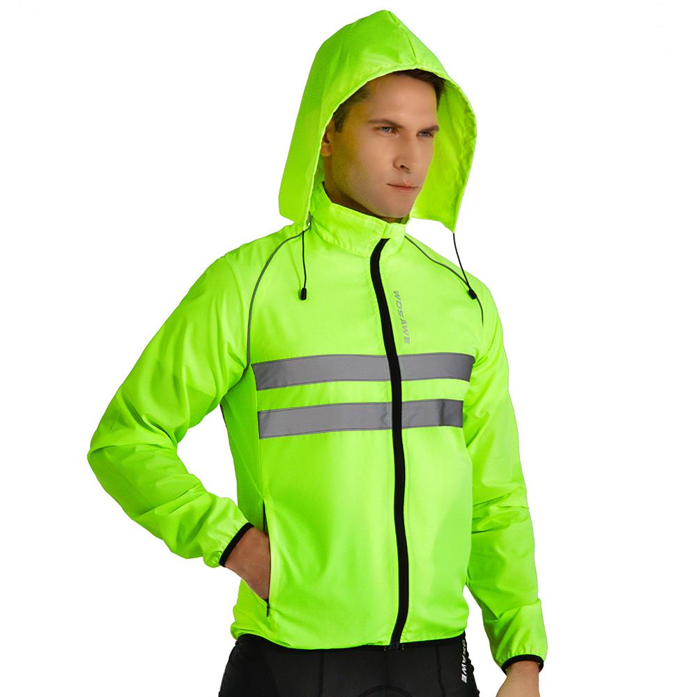 Wosawe Велосипедная куртка с капюшоном Hi Vis Водонепроницаемая ветрозащитная велосипедная куртка Мужская ветрозащитная куртка