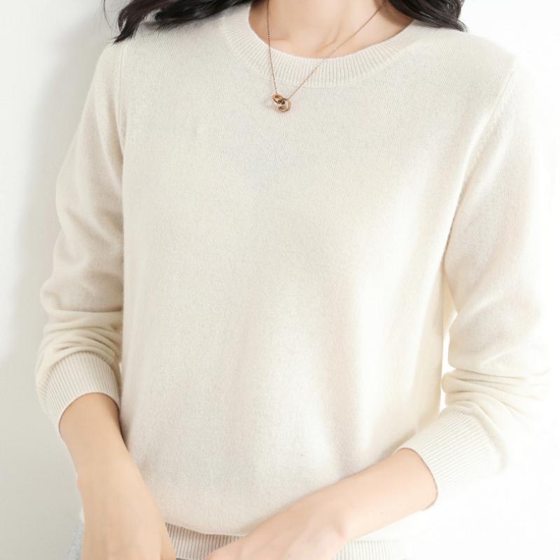 IHUASU Женский осенне-зимний свитер-пуловер, тонкий однотонный трикотажный свитер с длинным рукавом и круглым вырезом, короткий абзац