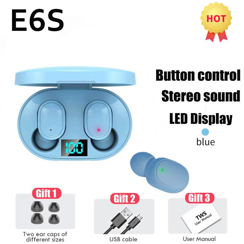 Беспроводные наушники E6S TWS Bluetooth 5.0 со светодиодным дисплеем, шумоподавлением, HIFI, спортивные, гарнитура с микрофоном для смартфона