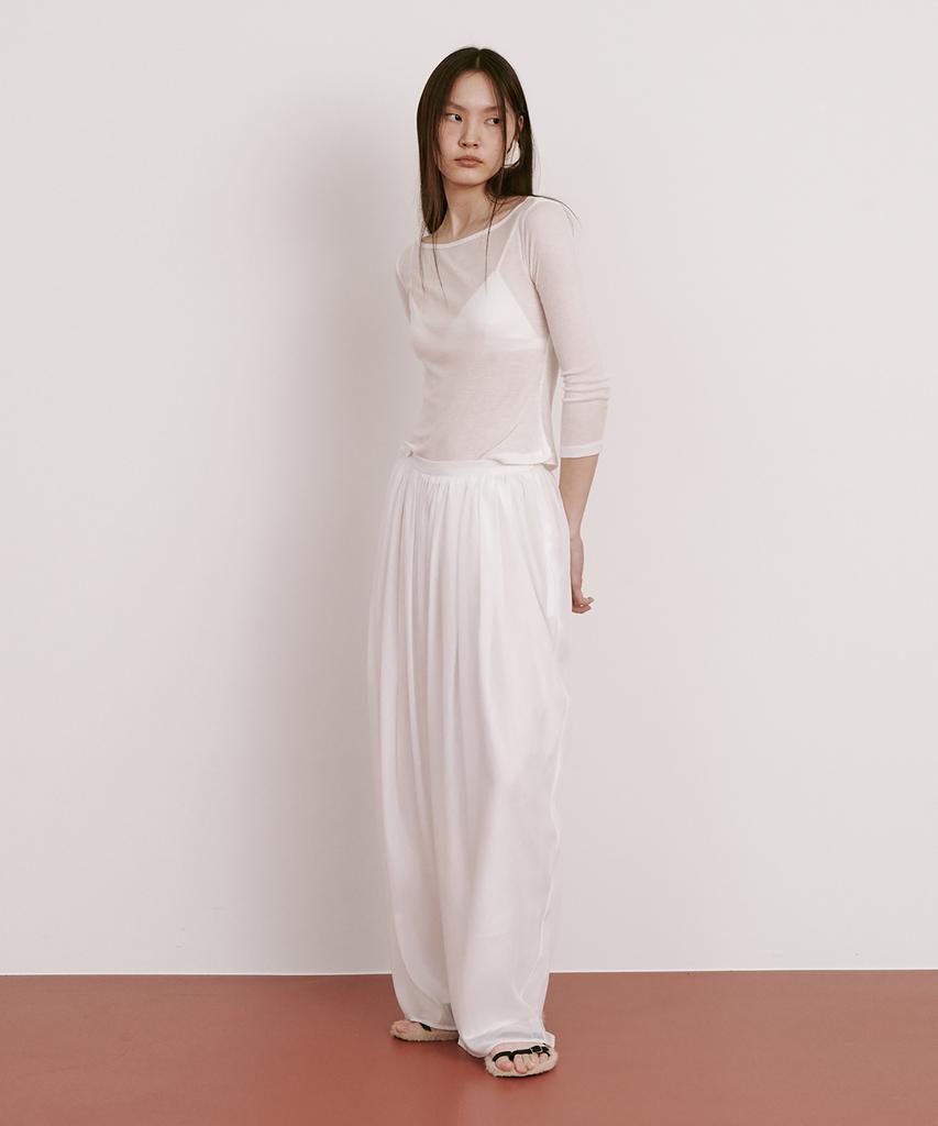 WNDERKAMMER Moon Jar - Shaped Chiffon Pants_White