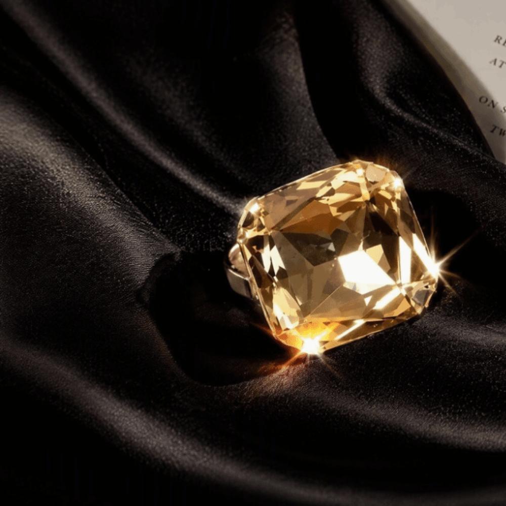 Exaggerated Oversized Square Sugar Ring Stackable Statement Ring Rhinestone Ring Wedding
