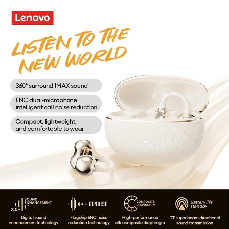 Оригинальные беспроводные наушники-клипсы Lenovo RS123 Bluetooth 6.0 Удобные наушники-клипсы 0,06 с Низкая задержка Игровые наушники 30 часов работы