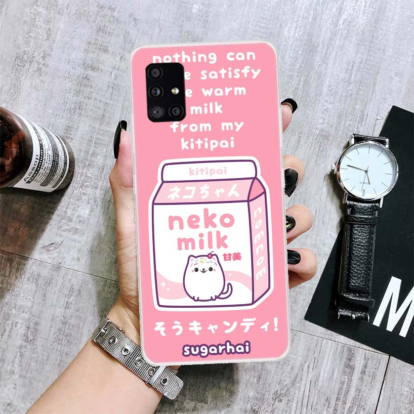 Милый Японский Молочный Клубничный Коробка Чехол Для Телефона Для Samsung Galaxy A14 A15 A13 A12 A54 A55 A53 A52 A04S A24 A25 A23 A22 A34 A35 A