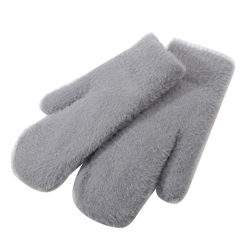 Женские зимние теплые кашемировые однотонные искусственные меховые норки эластичные мягкие варежки с полными пальцами милые перчатки для девочек