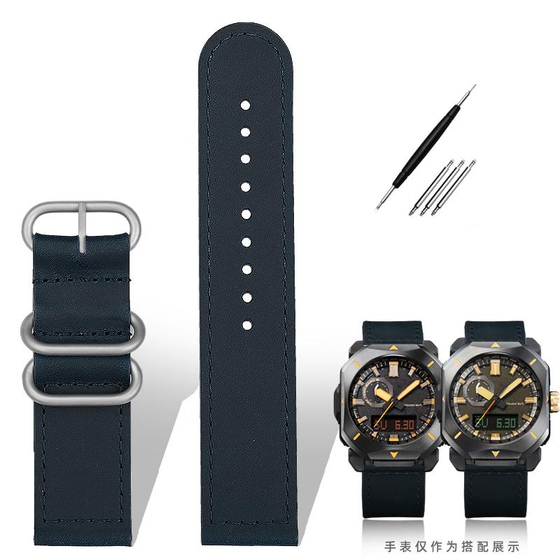 Для ремешка часов Casio PRW6900Y/6800 Кожаный ремешок PRW-60Y/50Y Ретро Винтажный Браслет из Воловьей Кожи Ремешок для Часов Черный Коричневый 23 мм