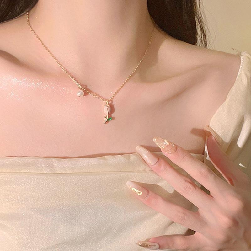 Уникальный дизайн, элегантное нежное жемчужное ожерелье с тюльпаном, легкая роскошная цепочка на ключицу для женщин, модные ювелирные изделия, подарок на вечеринку