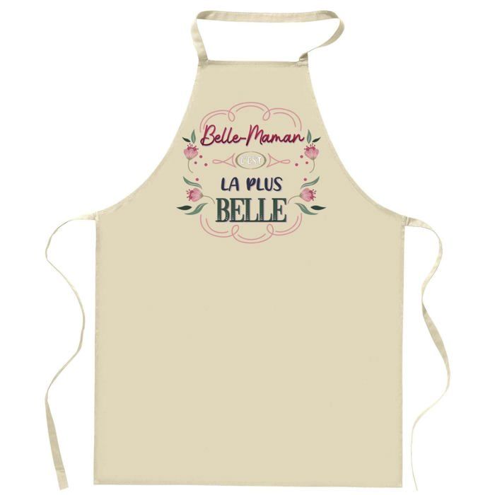 Tablier de cuisine - Belle-Maman la plus belle - Impression bretonne - Coton épais - Liens réglables