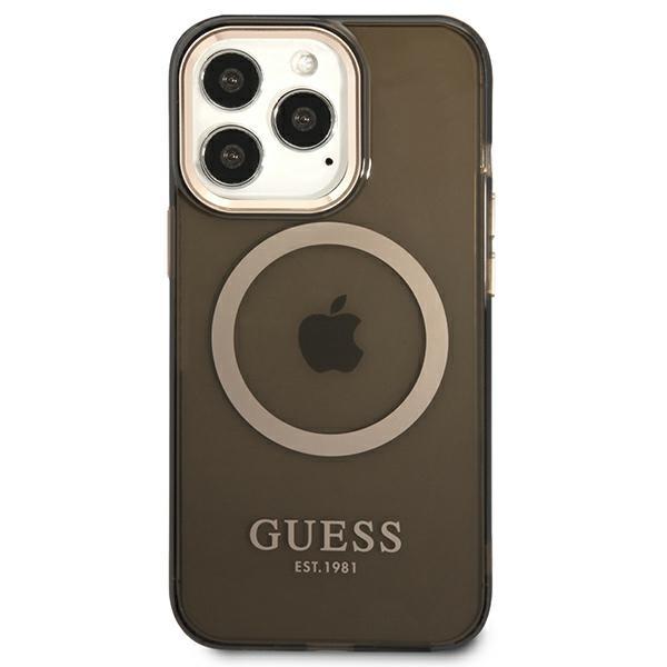 Guess Guhmp13Lhtcmk Iphone 13 Pro / 13 6,1 Czarny/Black Hard Case Gold Outline Translucent Magsafe