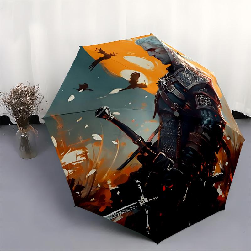 1 шт. Автоматический зонт Sekiro Shadows   8 ребер Портативный складной Черный железный каркас для улицы, пляжа, путешествий, Пляжный зонт 219