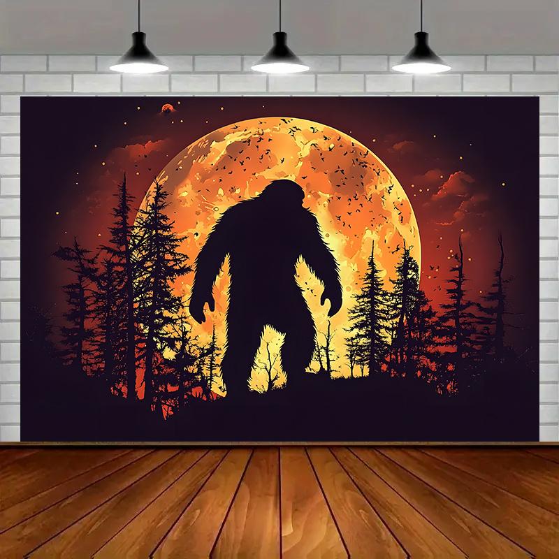 1Bigfoot and Moonlight Forest design Suitable for room and wall decoration Party Backgrounds and Supplies sym